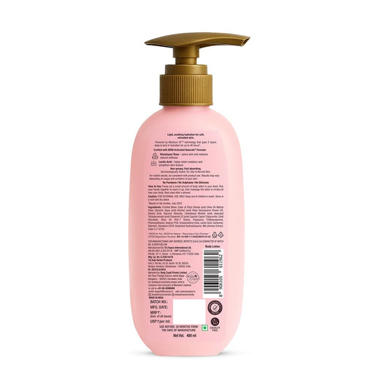WOW Skin Science Himalayan Rose Soothing Body Lotion with Lactic Acid | 48HR Moisture Lock with Moisture IQ™ Tech | Light Hydration & Smooth Finish | Paraben-Free, Activated Naturals™ | 400 ml