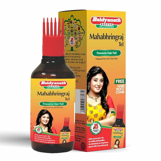 Baidyanath Asli Ayurved Maha Bhringraj Hair Oil - 200 ml | Mahabhringraj Tel | 100% Ayurvedic Oil with Free Hair Root Comb