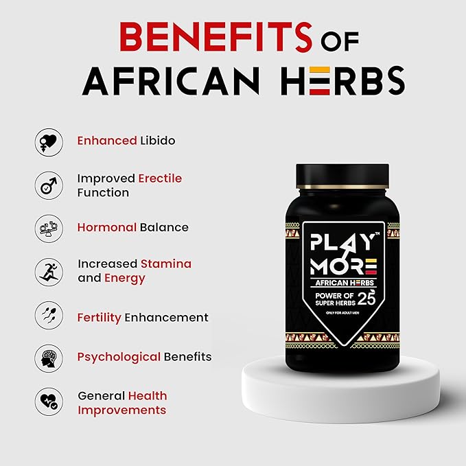 Herbal Deck Play MORE Powder for Men – African Herbal Formula | Boost Energy, Stamina, Vitality & Immunity | Supports Reproductive Health Naturally |