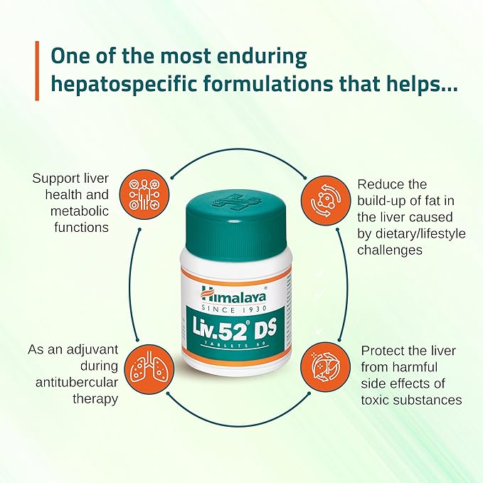 Himalaya Liv 52 DS Double Strength Tablet 60 Tab – Double-strength liver support herbal tablets, 60 count (common herbal support supplement).