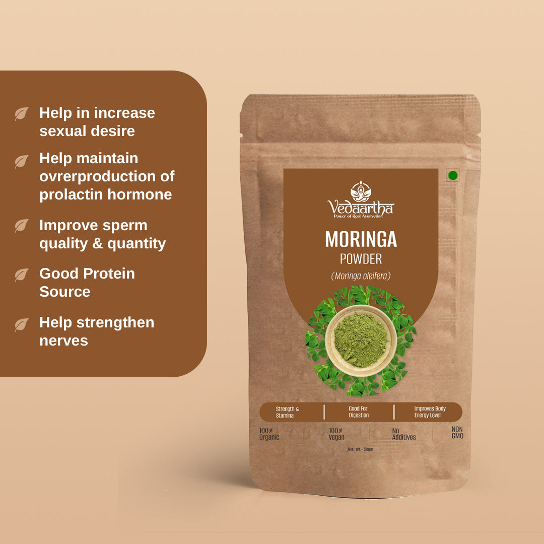 Vedaartha Moringa Powder – Organic Moringa Leaf Powder for Energy, Immunity & Wellness – 100% Natural Ayurvedic Herbal Supplement