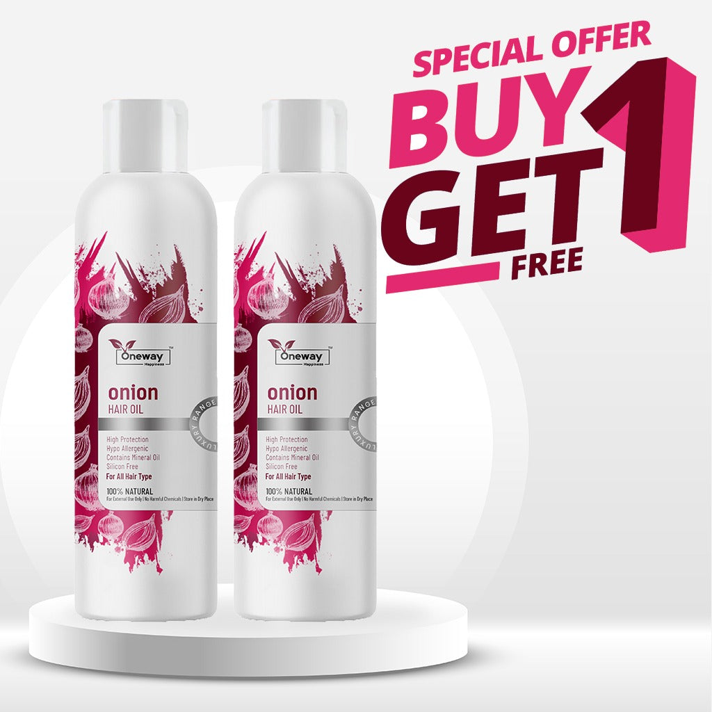 Oneway Happiness Red Onion Hair Oil with 28 Ayurvedic Herbs for Hair Growth & Hair Fall Control | BUY 1 GET 1 FREE |