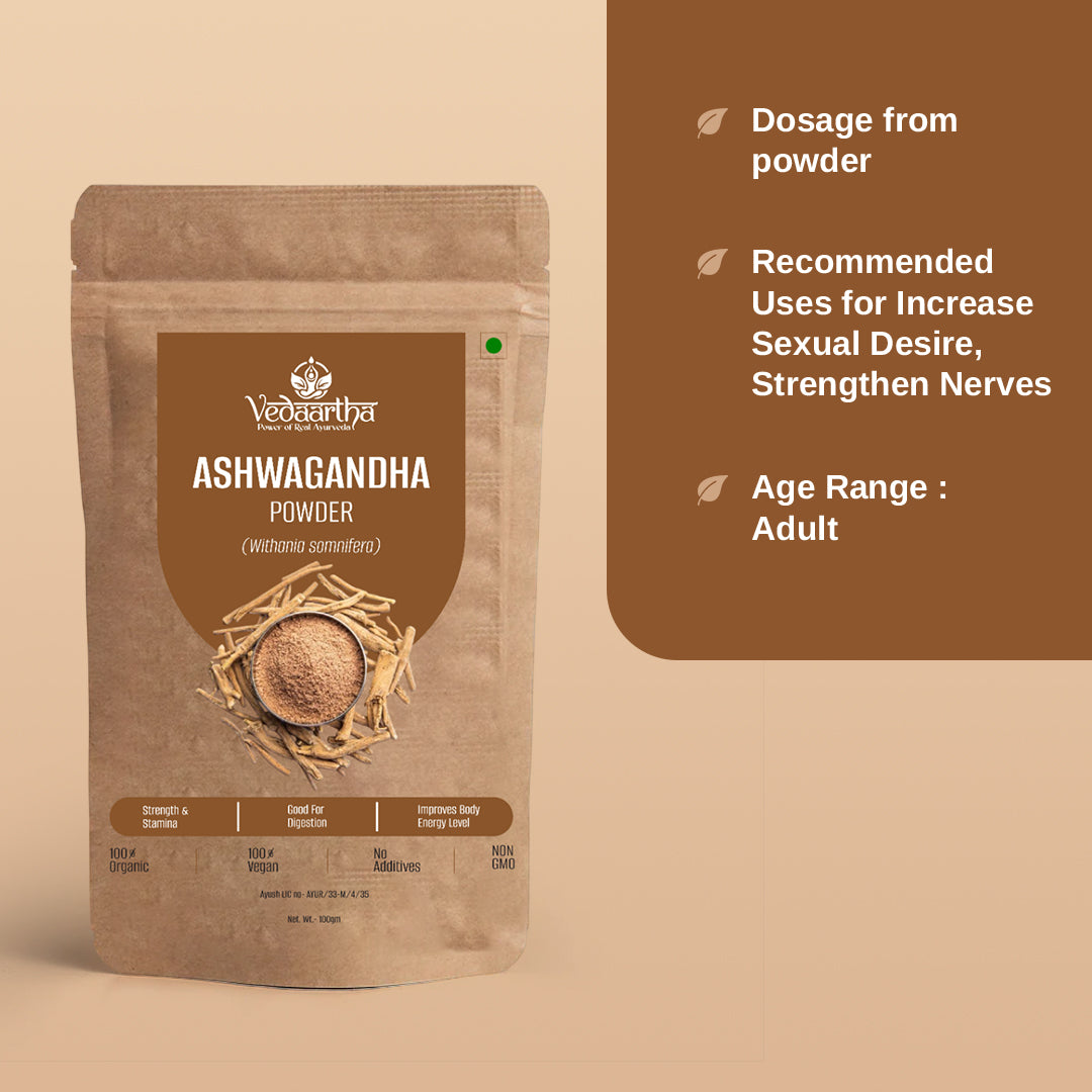 Vedaartha Ashwagandha Powder 100GM – Natural Stress Relief & Vitality Support | Ayurvedic Formula