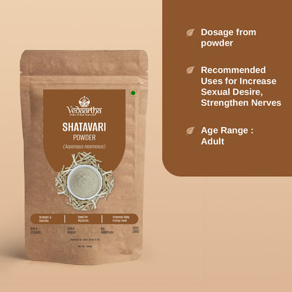 Vedaartha Satavari Powder – Organic Shatavari Root Powder for Women’s Health & Hormonal Balance – 100% Natural Ayurvedic Herbal Supplement