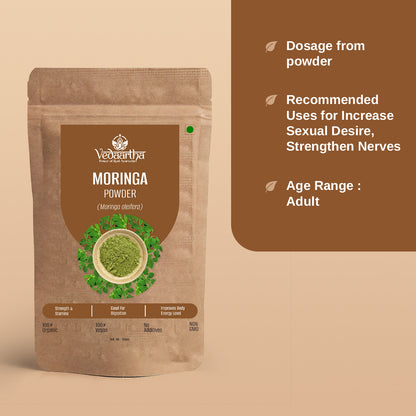Vedaartha Moringa Powder – Organic Moringa Leaf Powder for Energy, Immunity & Wellness – 100% Natural Ayurvedic Herbal Supplement