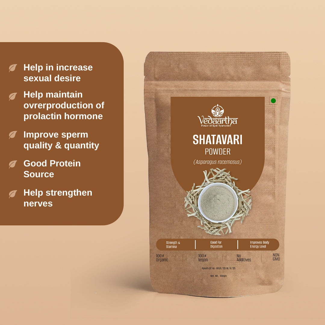 Vedaartha Satavari Powder – Organic Shatavari Root Powder for Women’s Health & Hormonal Balance – 100% Natural Ayurvedic Herbal Supplement