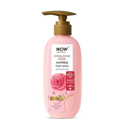 WOW Skin Science Himalayan Rose Soothing Body Lotion with Lactic Acid | 48HR Moisture Lock with Moisture IQ™ Tech | Light Hydration & Smooth Finish | Paraben-Free, Activated Naturals™ | 400 ml