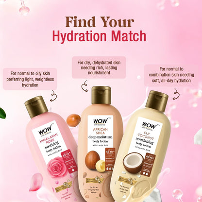 WOW Skin Science Himalayan Rose Soothing Body Lotion with Lactic Acid | 48HR Moisture Lock with Moisture IQ™ Tech | Light Hydration & Smooth Finish | Paraben-Free, Activated Naturals™ | 400 ml