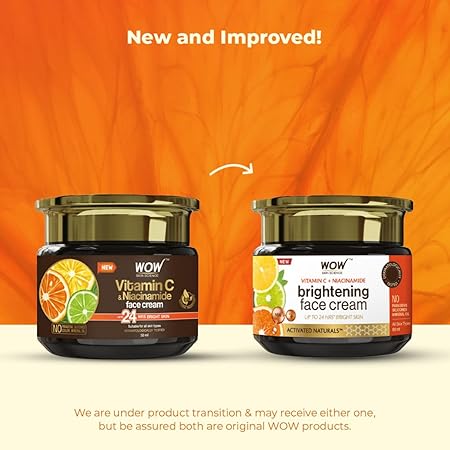 WOW Skin Science Vitamin C & Niacinamide Brightening Face Cream | Hydrates & Brightens Skin | Reduces Wrinkles | Fades Spots | Smoothens Complexion | Boosts Glow - 50 ml