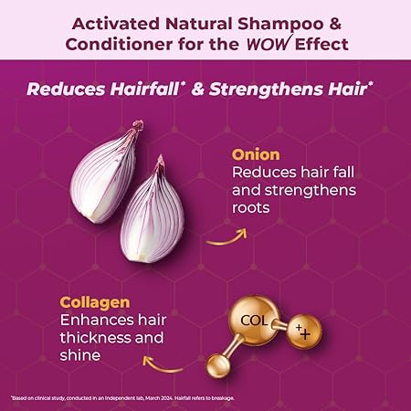 Wow Skin Science Onion Oil Shampoo & Conditioner Kit With Black Seed & Pro-Vitamin B5 (Shampoo + Conditioner), 600 Ml