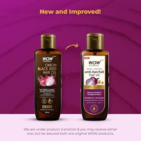 WOW Onion Black Seed Hair Oil - Controls Hair Fall - No Mineral Oil & Silicones - 200mL