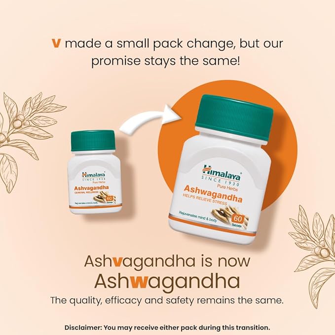 Himalaya Ashvagandha - General Wellness Tablets, 60 Tablets | Stress Relief | Rejuvenates Mind & Body