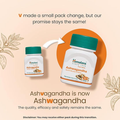 Himalaya Ashvagandha - General Wellness Tablets, 60 Tablets | Stress Relief | Rejuvenates Mind & Body