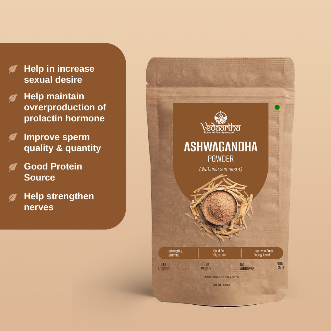 Vedaartha Ashwagandha Powder 100GM – Natural Stress Relief & Vitality Support | Ayurvedic Formula