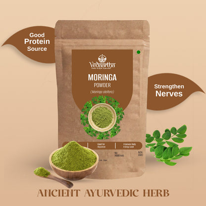 Vedaartha Moringa Powder – Organic Moringa Leaf Powder for Energy, Immunity & Wellness – 100% Natural Ayurvedic Herbal Supplement