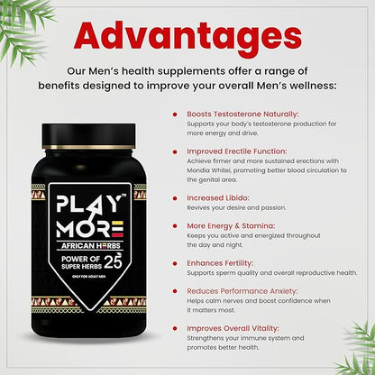 Herbal Deck Play MORE Powder for Men – African Herbal Formula | Boost Energy, Stamina, Vitality & Immunity | Supports Reproductive Health Naturally  |