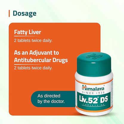Himalaya Liv 52 DS Double Strength Tablet 60 Tab – Double-strength liver support herbal tablets, 60 count (common herbal support supplement).