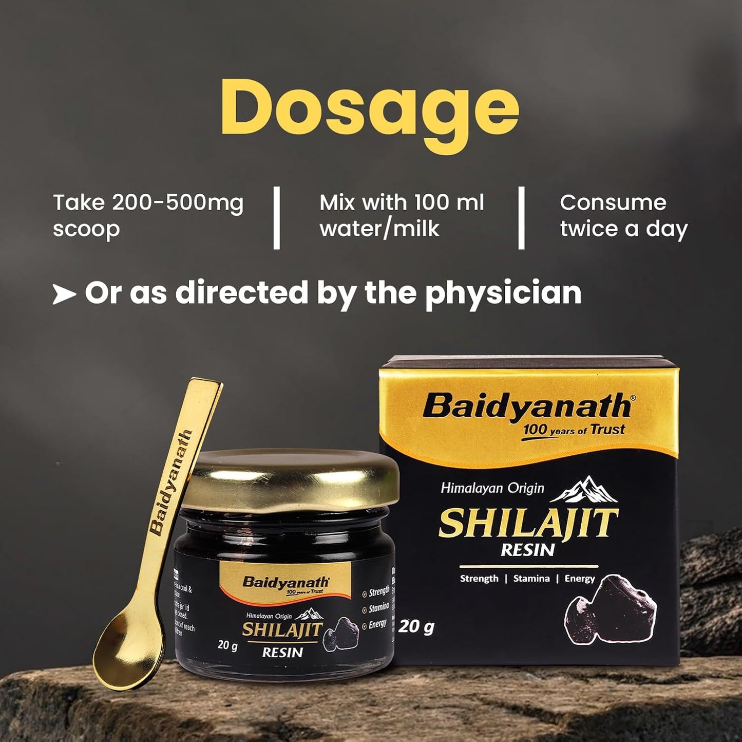 Baidyanath Himalayan Shilajit Resin 20g | Rich in Fulvic Acid|For Strength, Power & Stamina
