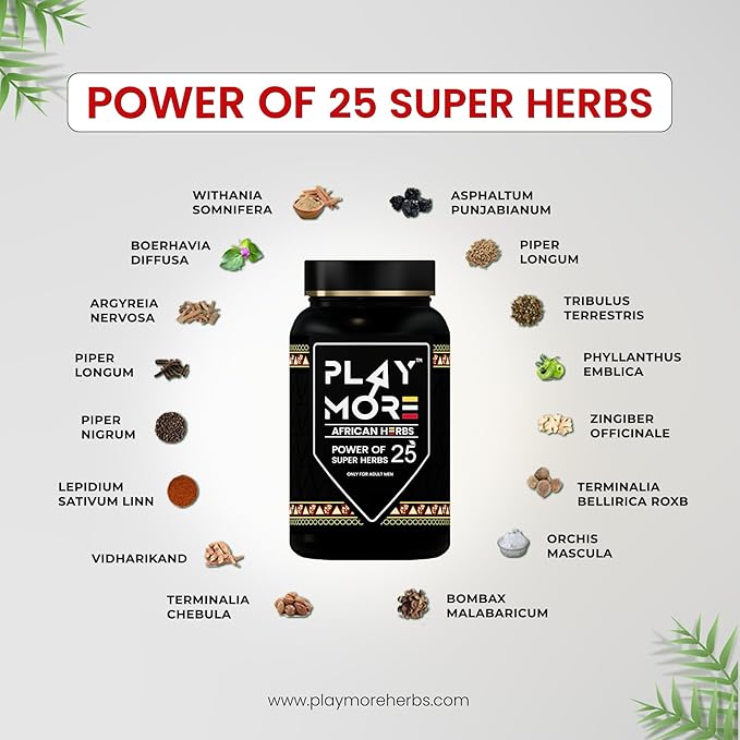 Herbal Deck Play MORE Powder for Men – African Herbal Formula | Boost Energy, Stamina, Vitality & Immunity | Supports Reproductive Health Naturally  |