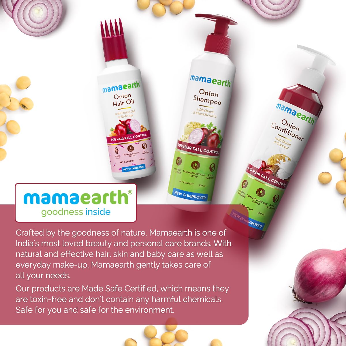 Mamaearth Anti-Hair Fall Spa Kit | Onion Shampoo 250 ml + Conditioner 250 ml + Hair Oil 150 ml | Boosts Growth | Reduces Hair Fall | Softens Hair