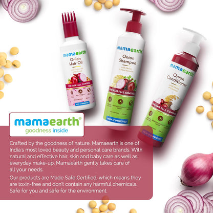 Mamaearth Anti-Hair Fall Spa Kit | Onion Shampoo 250 ml + Conditioner 250 ml + Hair Oil 150 ml | Boosts Growth | Reduces Hair Fall | Softens Hair