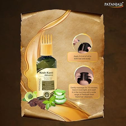 Patanjali Kesh Kanti Advance Herbal Hair Expert Oil 100ml, Stronger & Longer Hair for Women & Men, Nourishing Hair Oil Enriched with Amla, Reetha, Kalonji & Shikakai