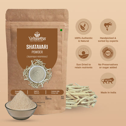 Vedaartha Satavari Powder – Organic Shatavari Root Powder for Women’s Health & Hormonal Balance – 100% Natural Ayurvedic Herbal Supplement