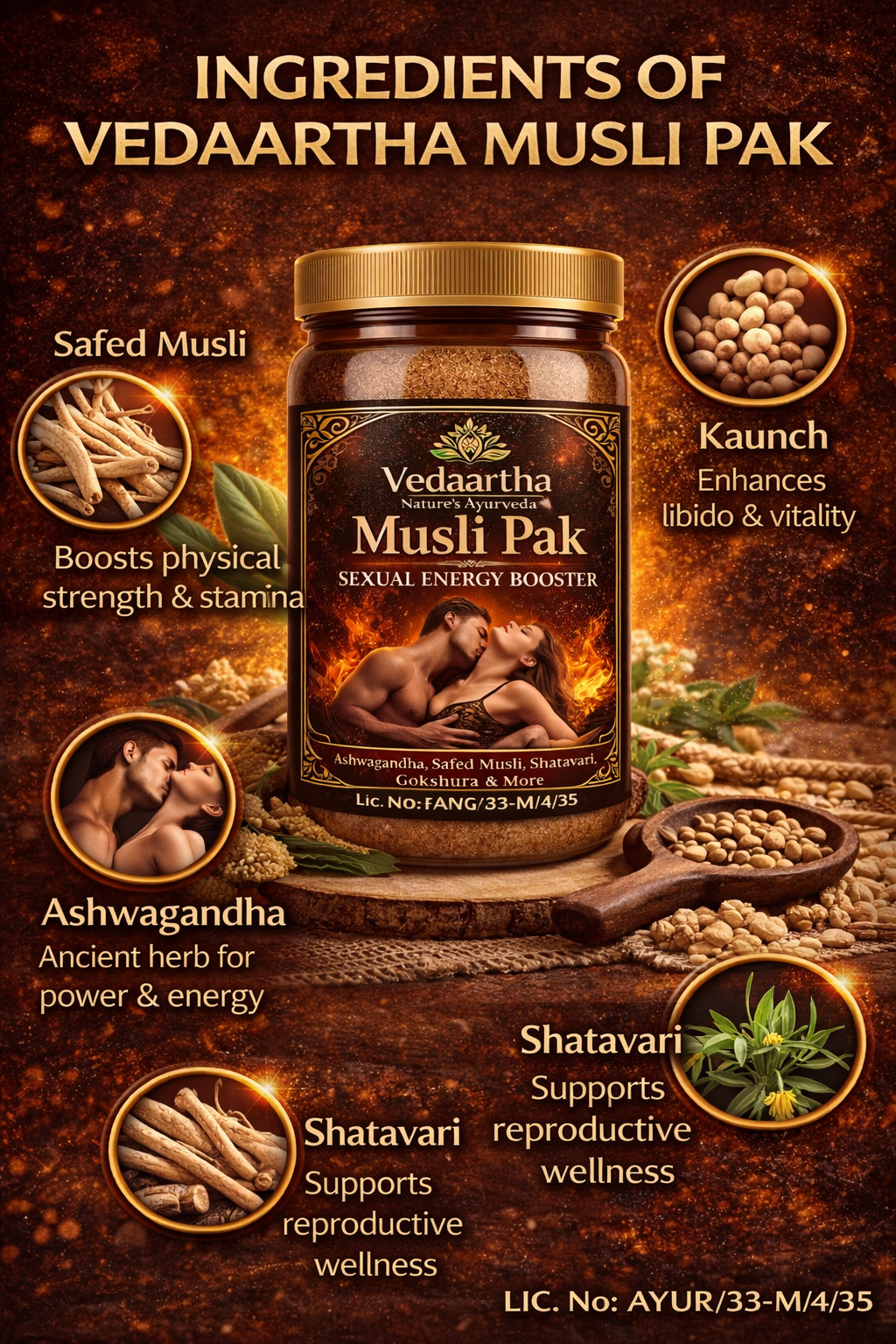 Vedaartha Musli Pak | Ayurvedic Herbal Vitality & Stamina Support for Men | Natural Energy Formula