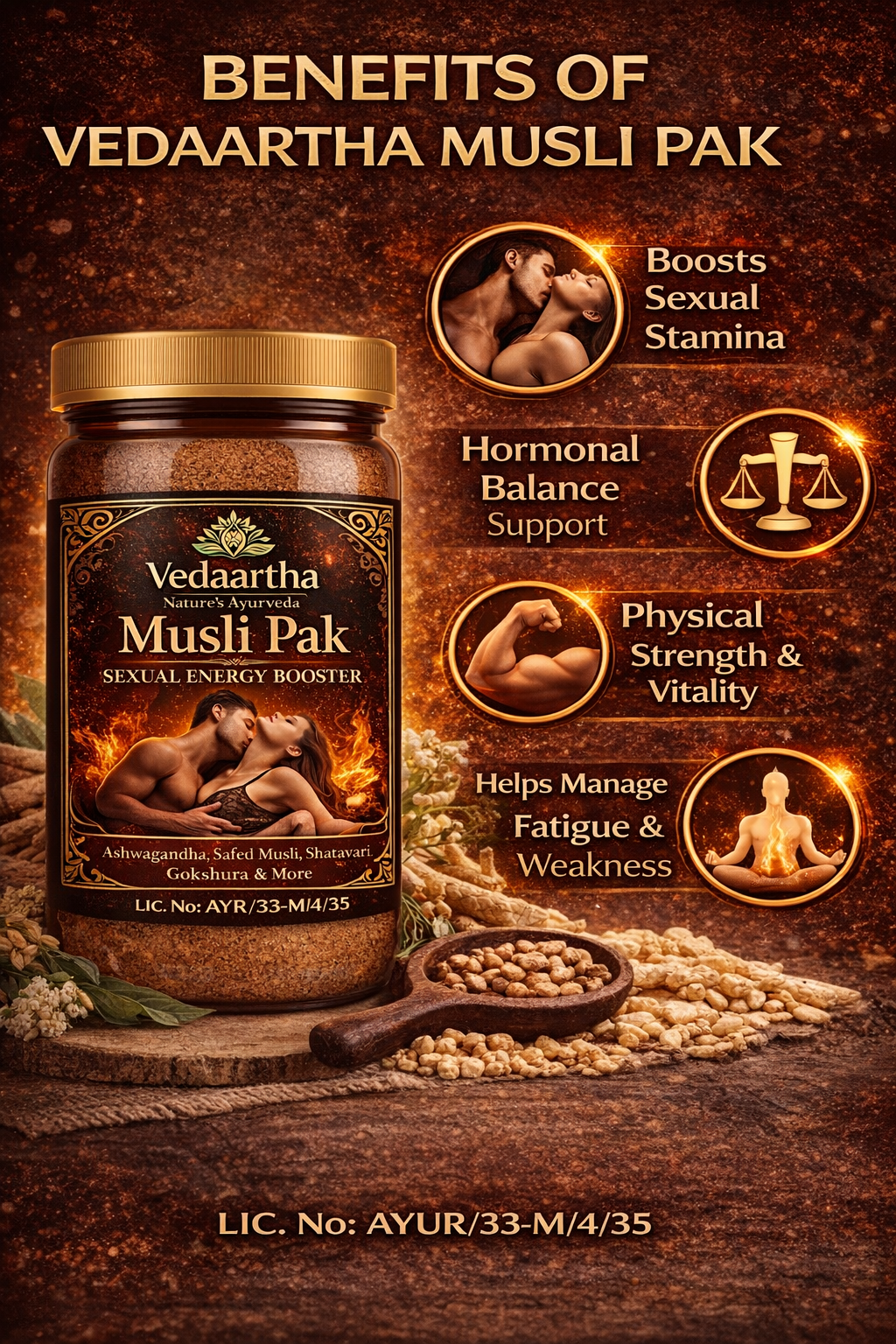 Vedaartha Musli Pak | Ayurvedic Herbal Vitality & Stamina Support for Men | Natural Energy Formula