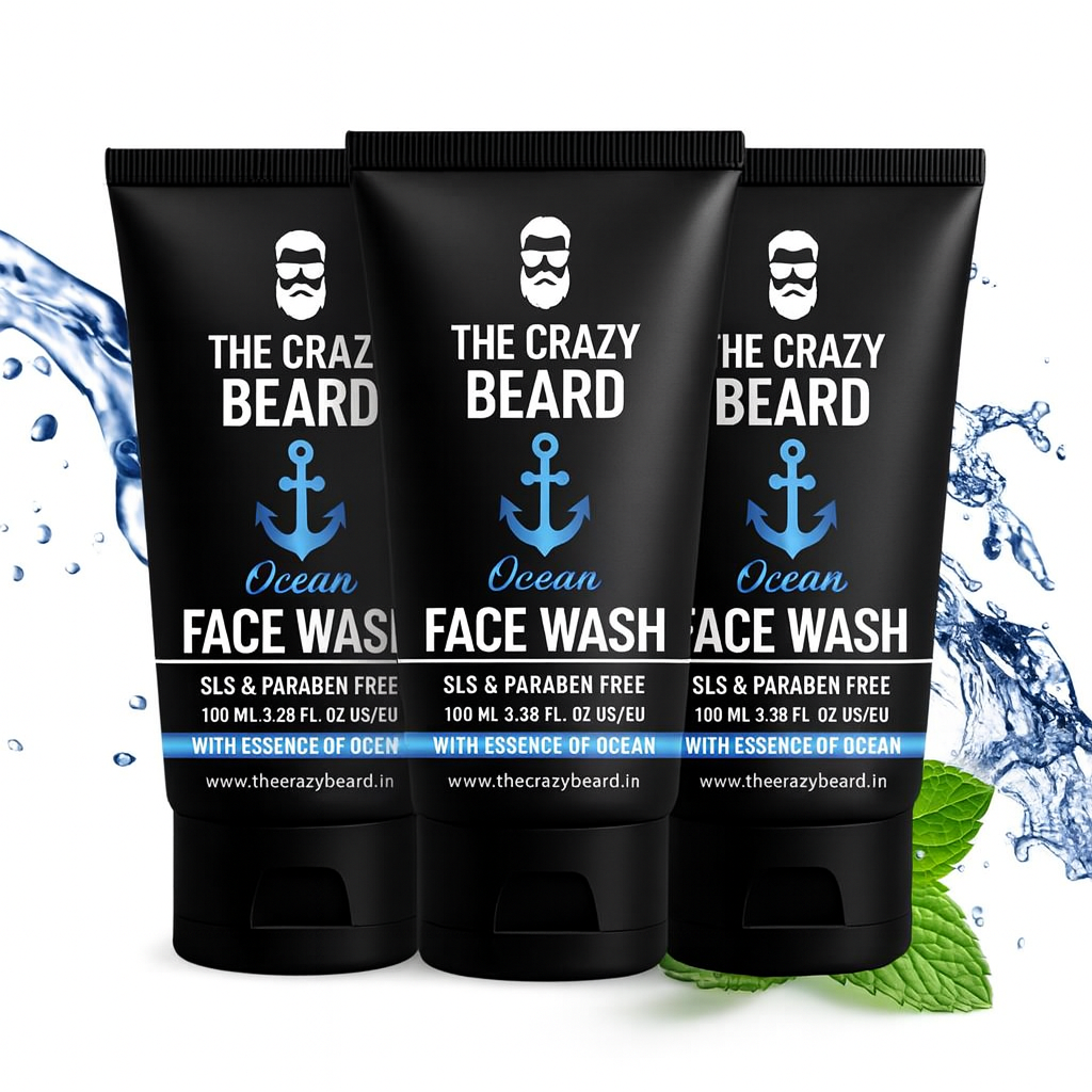 The Crazy Beard Ocean Face Wash – Refreshing Deep Cleansing Face Wash for Men 100ML – Hydrating & Oil Control Formula