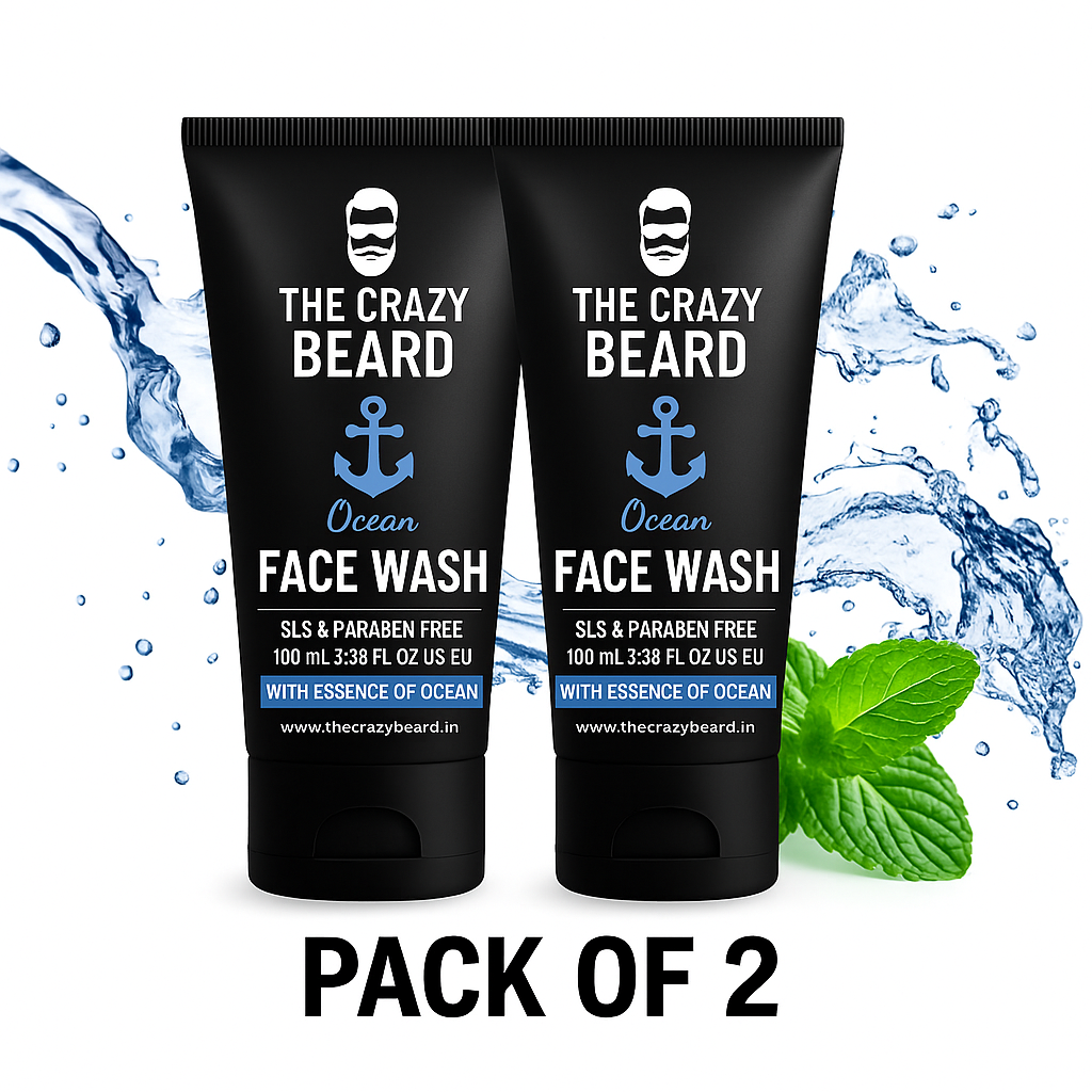 The Crazy Beard Ocean Face Wash – Refreshing Deep Cleansing Face Wash for Men 100ML – Hydrating & Oil Control Formula
