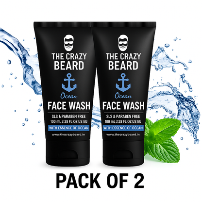 The Crazy Beard Ocean Face Wash – Refreshing Deep Cleansing Face Wash for Men 100ML – Hydrating & Oil Control Formula