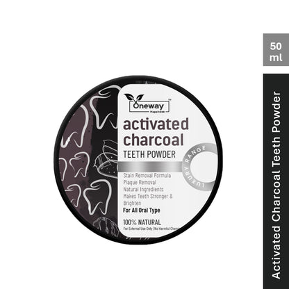 Oneway Happiness Activated Charcoal Teeth Whitening Powder with Stain Removal Formula 100gm | BUY 1 GET 1 FREE |