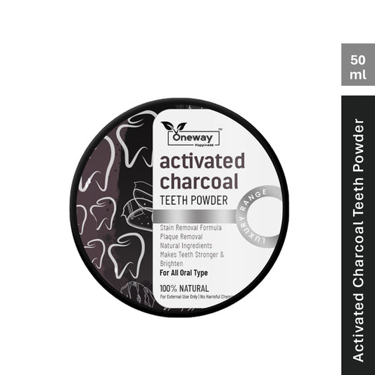 Oneway Happiness Activated Charcoal Teeth Whitening Powder with Stain Removal Formula 100gm | BUY 1 GET 1 FREE |