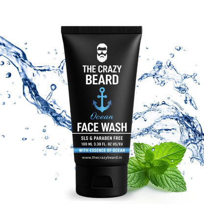 The Crazy Beard Ocean Face Wash – Refreshing Deep Cleansing Face Wash for Men 100ML – Hydrating & Oil Control Formula
