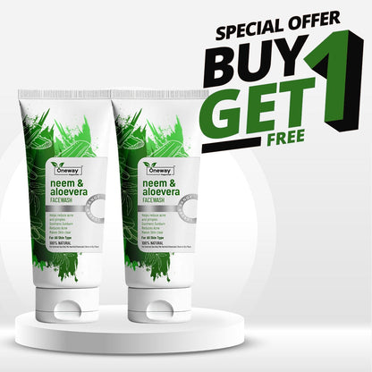Oneway Happiness Neem & Aloe-Vera Face Wash For reduce Acne & Pimples 100ML  | BUY 1 GET 1 FREE |