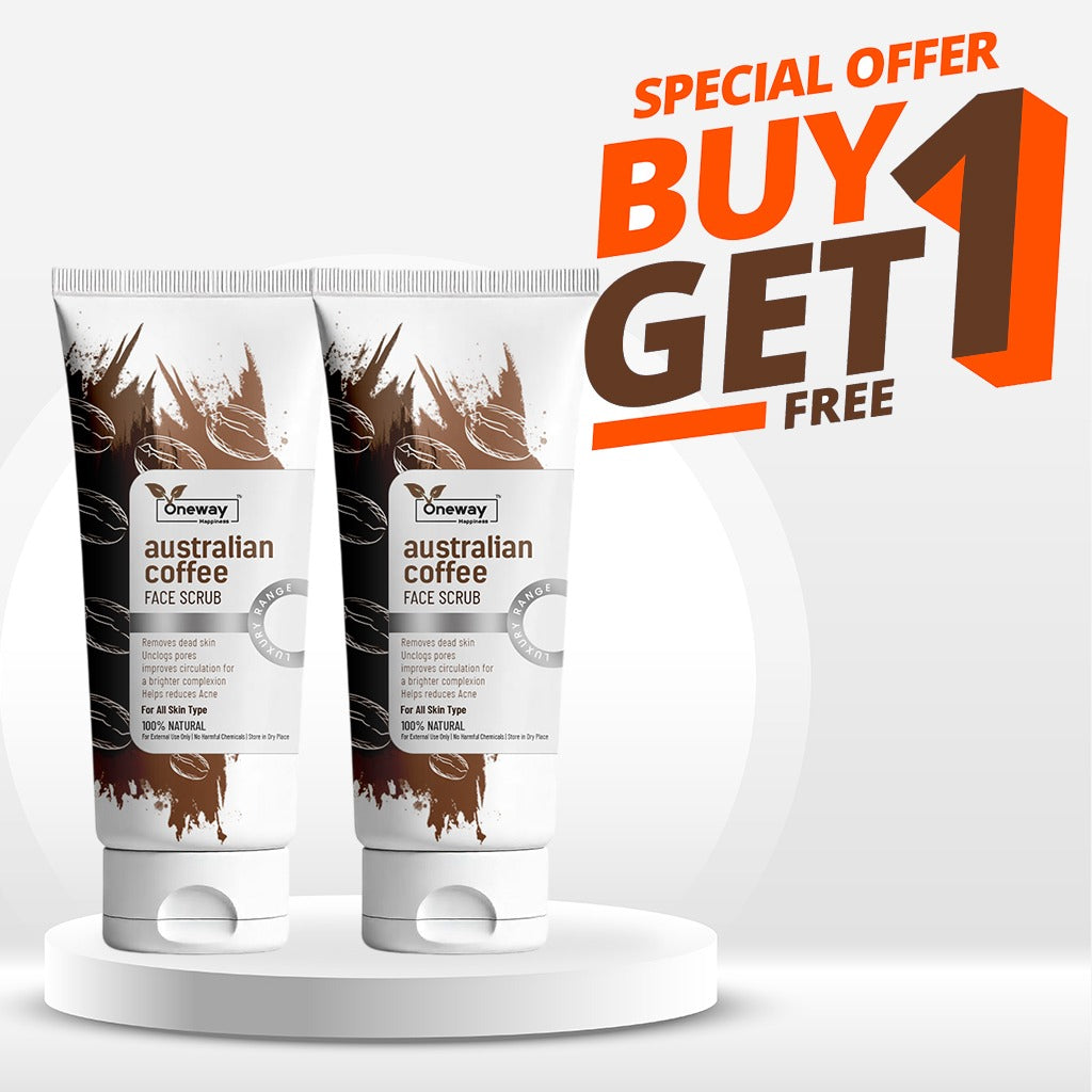 Oneway Happiness Australian Coffee Face Scrub with Salicylic Acid & Australian Coffee Extract for Removing Dark Spot & Dead skin 100GM | BUY 1 GET 1 FREE |