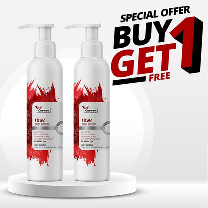 Oneway Happiness Rose Body Lotion with Aloe-Vera & Vitamin E for 24HR Nourishing | BUY 1 GET 1 FREE |