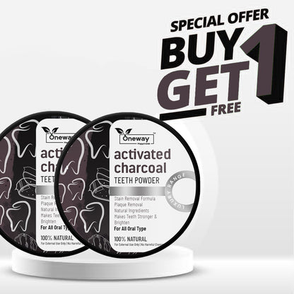 Oneway Happiness Activated Charcoal Teeth Whitening Powder with Stain Removal Formula 100gm | BUY 1 GET 1 FREE |