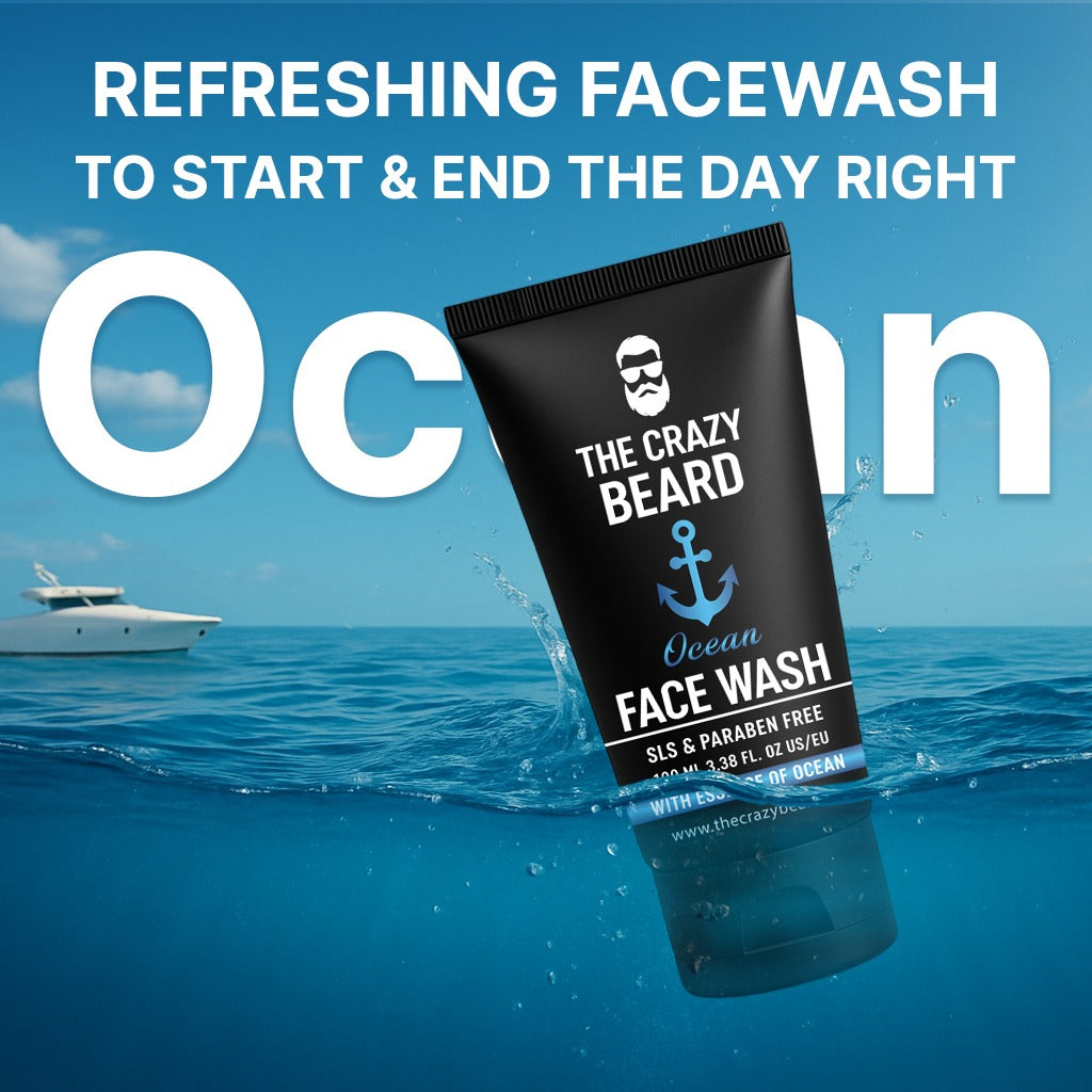 The Crazy Beard Ocean Face Wash – Refreshing Deep Cleansing Face Wash for Men 100ML – Hydrating & Oil Control Formula