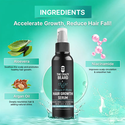 The Crazy Beard Hair Growth Serum – Strengthening & Nourishing Hair Serum for Thicker-Looking Hair 100ml– Lightweight Daily Use Formula