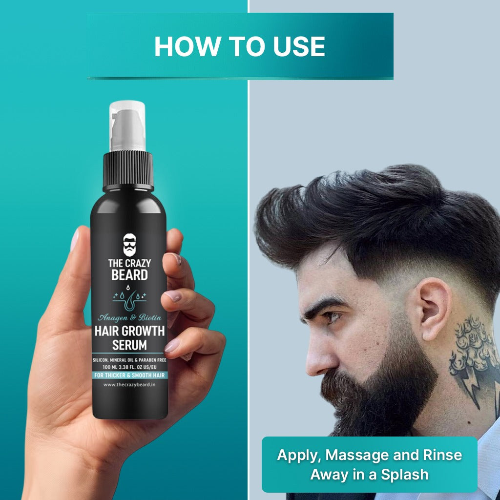 The Crazy Beard Hair Growth Serum – Strengthening & Nourishing Hair Serum for Thicker-Looking Hair 100ml– Lightweight Daily Use Formula