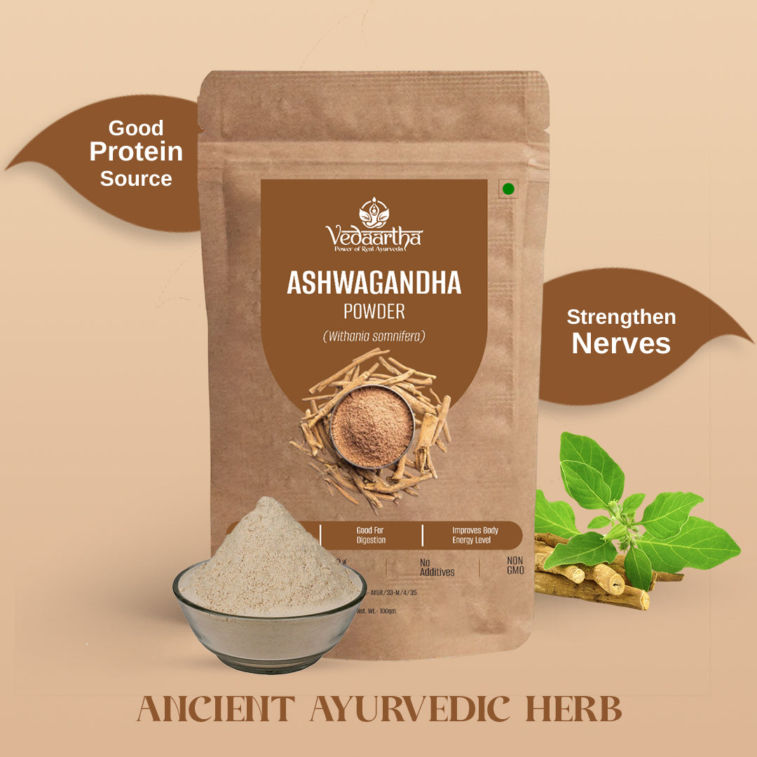 Vedaartha Ashwagandha Powder 100GM – Natural Stress Relief & Vitality Support | Ayurvedic Formula