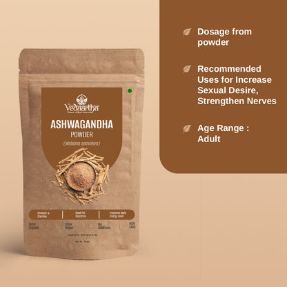 Vedaartha Ashwagandha Powder 100GM – Natural Stress Relief & Vitality Support | Ayurvedic Formula