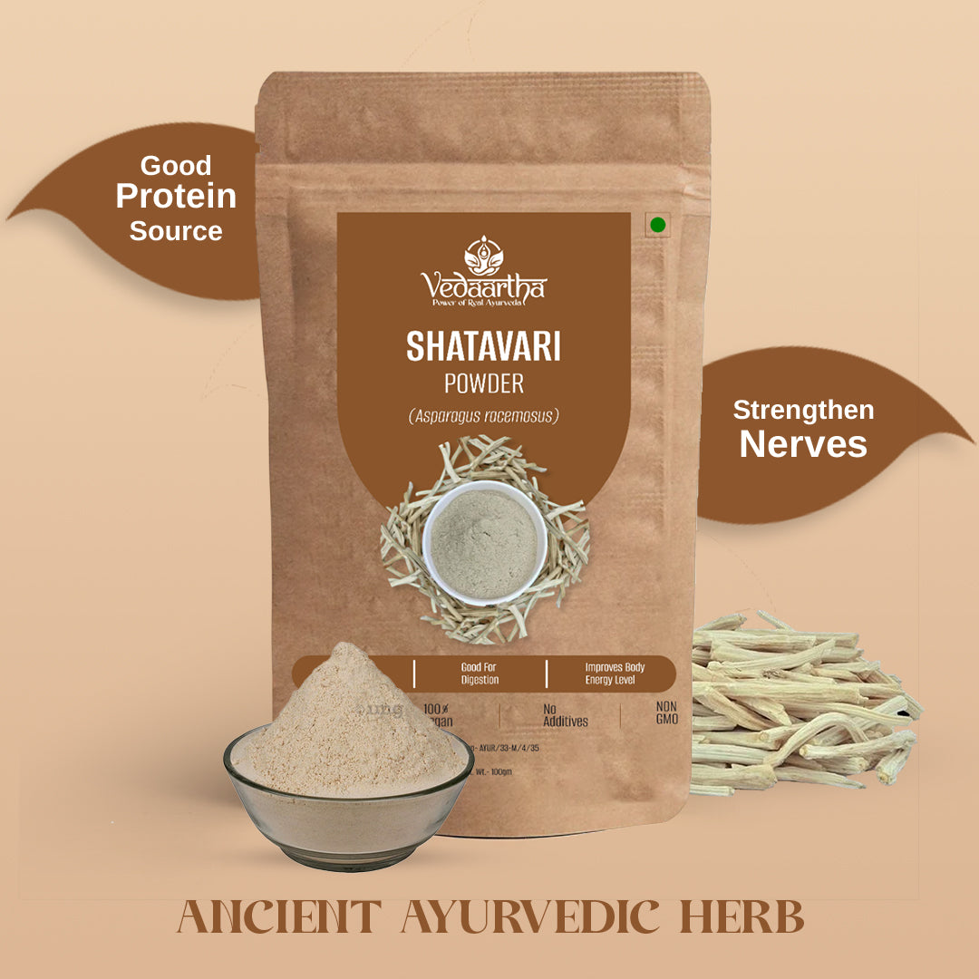 Vedaartha Satavari Powder – Organic Shatavari Root Powder for Women’s Health & Hormonal Balance – 100% Natural Ayurvedic Herbal Supplement