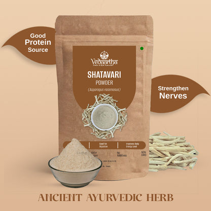 Vedaartha Satavari Powder – Organic Shatavari Root Powder for Women’s Health & Hormonal Balance – 100% Natural Ayurvedic Herbal Supplement