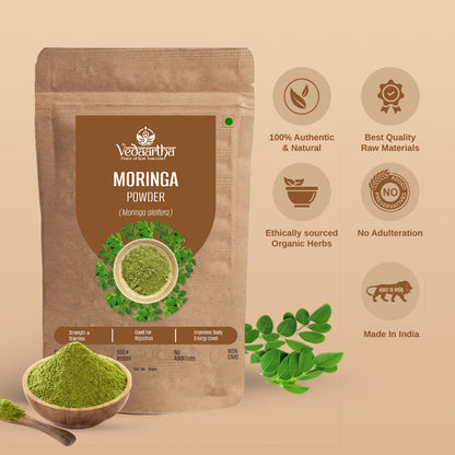 Vedaartha Moringa Powder – Organic Moringa Leaf Powder for Energy, Immunity & Wellness – 100% Natural Ayurvedic Herbal Supplement