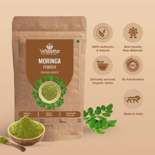 Vedaartha Moringa Powder – Organic Moringa Leaf Powder for Energy, Immunity & Wellness – 100% Natural Ayurvedic Herbal Supplement