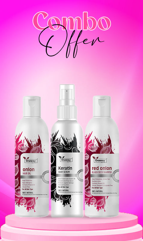 Onion Hair Care Combo – Hair Oil, Shampoo & Keratin Serum (100ml Each)